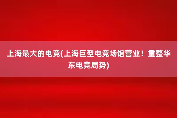 上海最大的电竞(上海巨型电竞场馆营业！重整华东电竞局势)