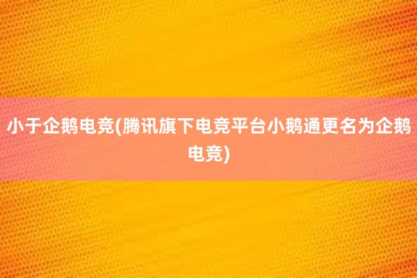 小于企鹅电竞(腾讯旗下电竞平台小鹅通更名为企鹅电竞)