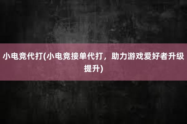 小电竞代打(小电竞接单代打，助力游戏爱好者升级提升)