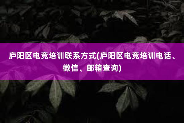 庐阳区电竞培训联系方式(庐阳区电竞培训电话、微信、邮箱查询)