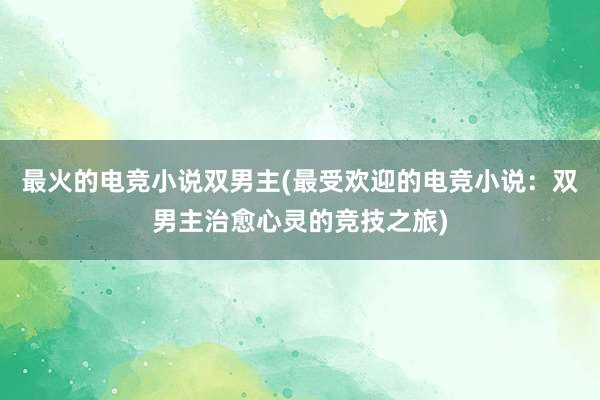 最火的电竞小说双男主(最受欢迎的电竞小说：双男主治愈心灵的竞技之旅)