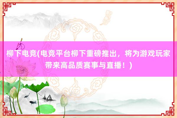 柳下电竞(电竞平台柳下重磅推出，将为游戏玩家带来高品质赛事与直播！)