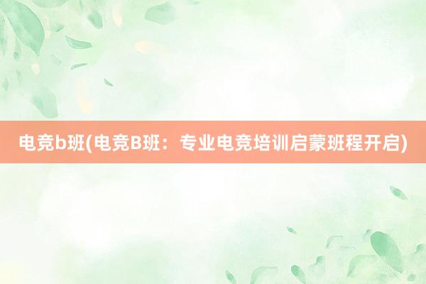 电竞b班(电竞B班：专业电竞培训启蒙班程开启)