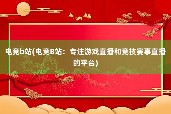 电竞b站(电竞B站：专注游戏直播和竞技赛事直播的平台)