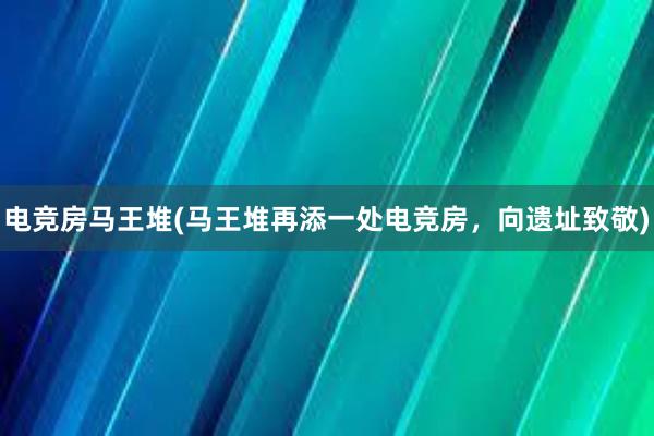 电竞房马王堆(马王堆再添一处电竞房，向遗址致敬)