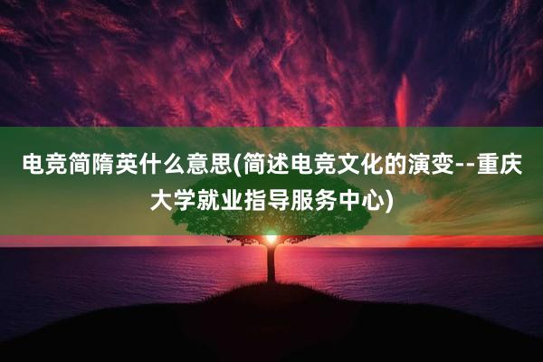 电竞简隋英什么意思(简述电竞文化的演变--重庆大学就业指导服务中心)