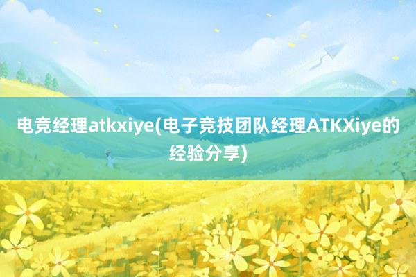 电竞经理atkxiye(电子竞技团队经理ATKXiye的经验分享)