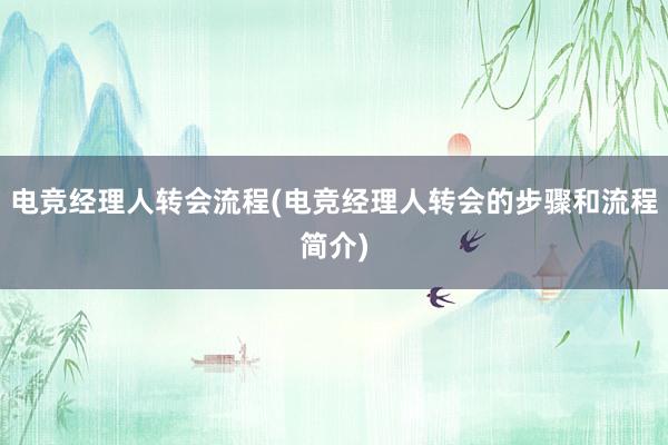 电竞经理人转会流程(电竞经理人转会的步骤和流程简介)