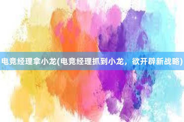 电竞经理拿小龙(电竞经理抓到小龙，欲开辟新战略)