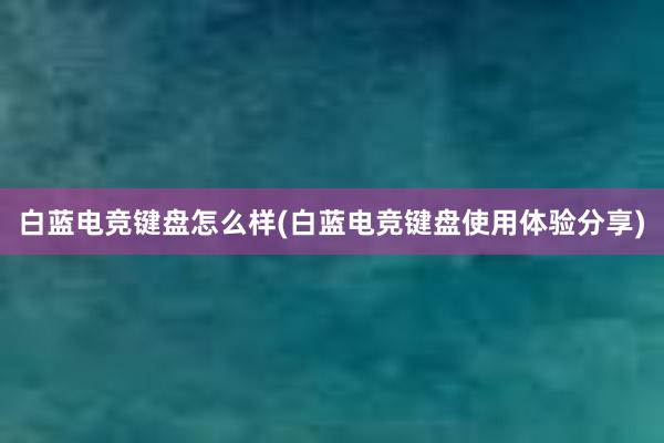 白蓝电竞键盘怎么样(白蓝电竞键盘使用体验分享)