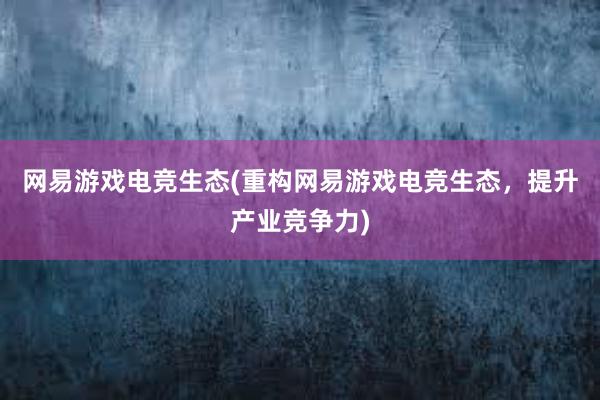 网易游戏电竞生态(重构网易游戏电竞生态，提升产业竞争力)