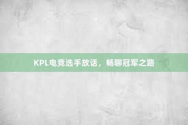 KPL电竞选手放话，畅聊冠军之路