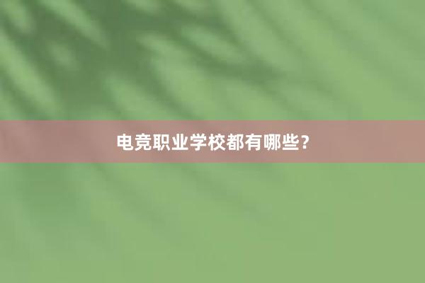 电竞职业学校都有哪些？