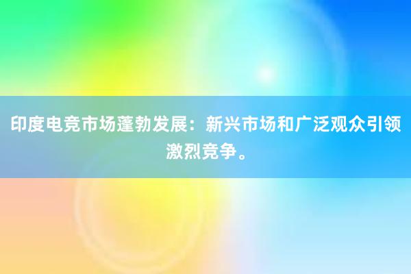 印度电竞市场蓬勃发展：新兴市场和广泛观众引领激烈竞争。