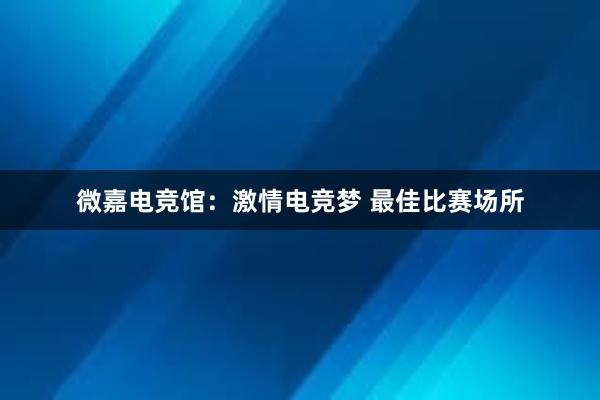 微嘉电竞馆：激情电竞梦 最佳比赛场所