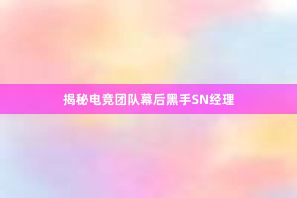 揭秘电竞团队幕后黑手SN经理