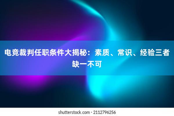 电竞裁判任职条件大揭秘：素质、常识、经验三者缺一不可