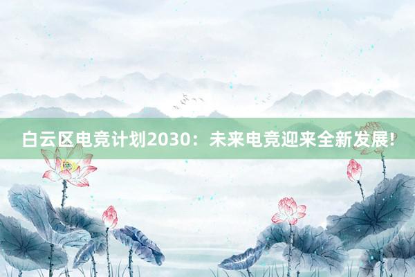 白云区电竞计划2030：未来电竞迎来全新发展!