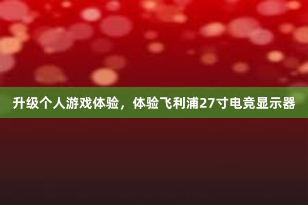 升级个人游戏体验，体验飞利浦27寸电竞显示器